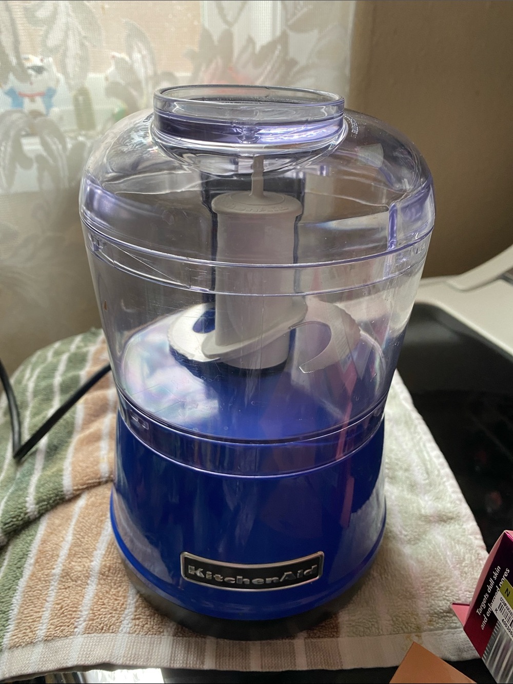 Preowned KitchenAid Blue Mini Food Chopper with Clear Lid excellent